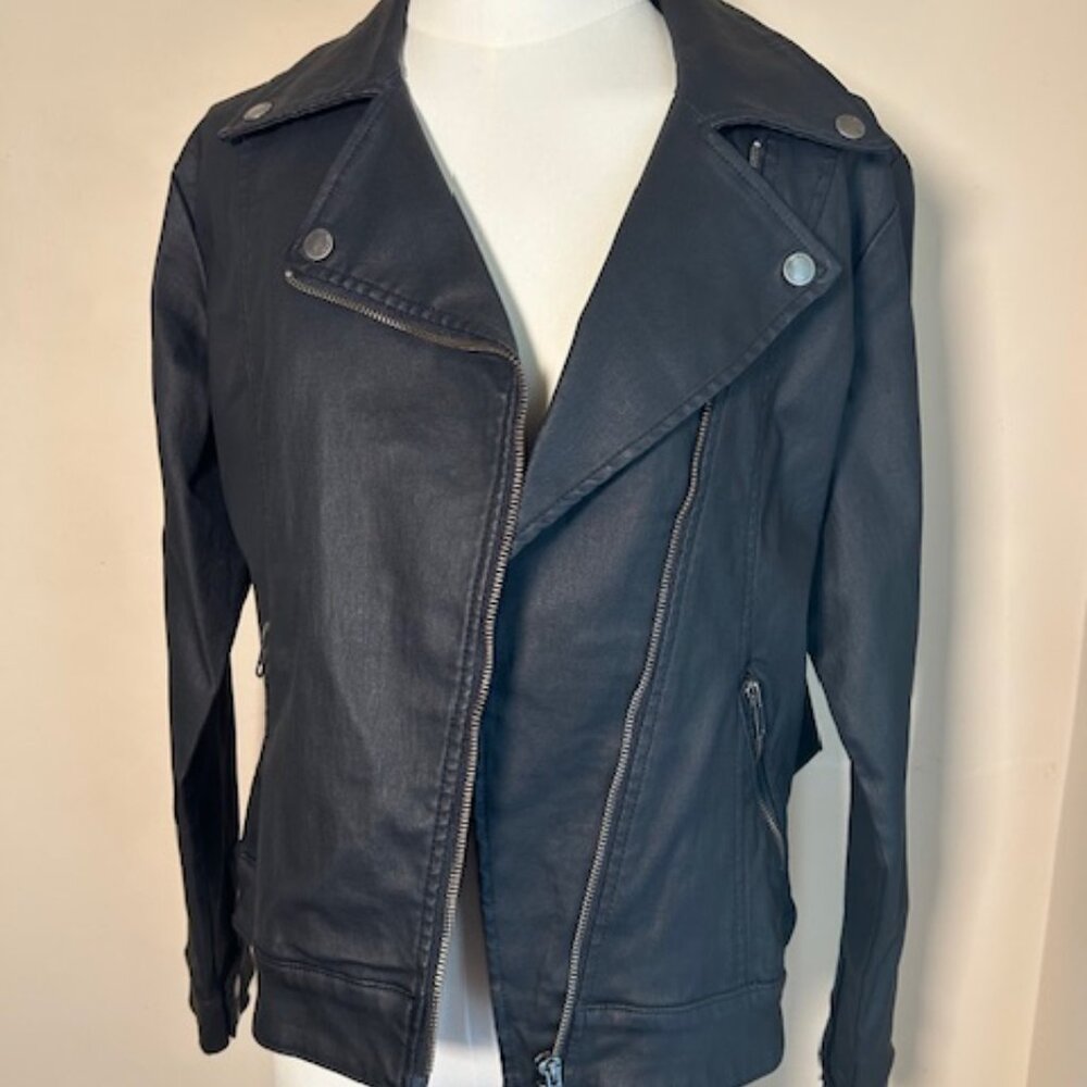 Liverpool Coated Denim Moto Jacket S Black